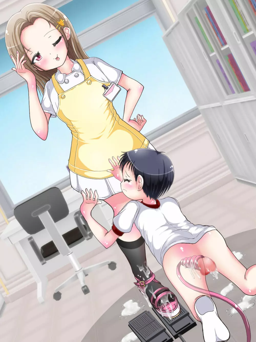 おねショタ足コキ性教育！？ナースの足コキ射精指導 Page.397