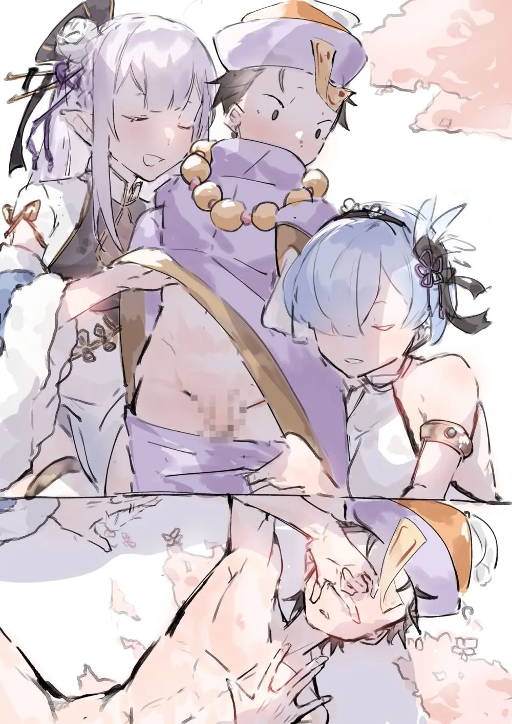 Emilia, Rem and Subaru futanari Page.5