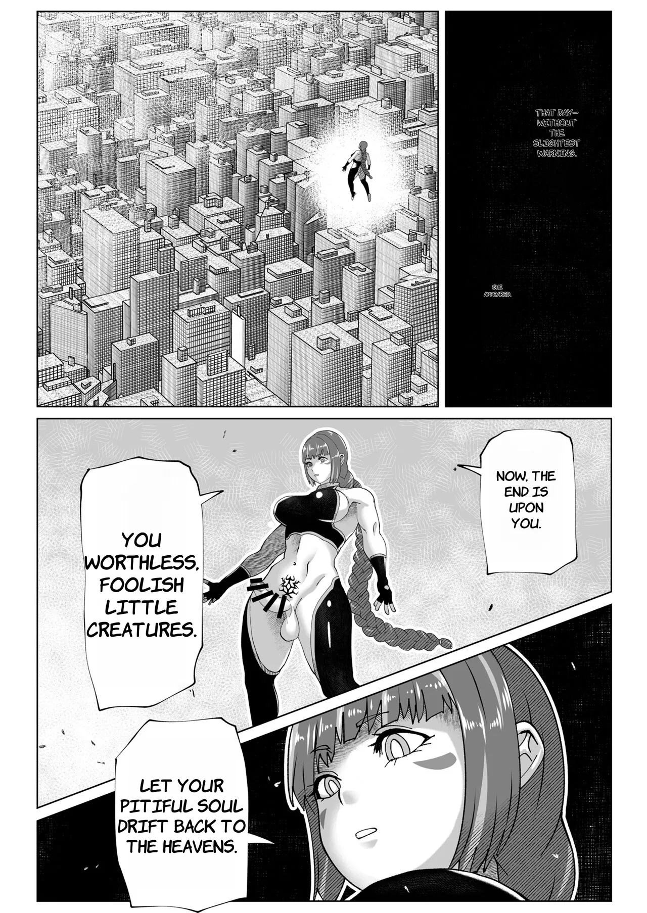 [bekobeko] Jinrui o Mikudashiteru Sondai na Futanari Aku Megami ga Oji-san ni Zanpai suru Hanashi - ENGLISH AI TRANSLATED Page.2