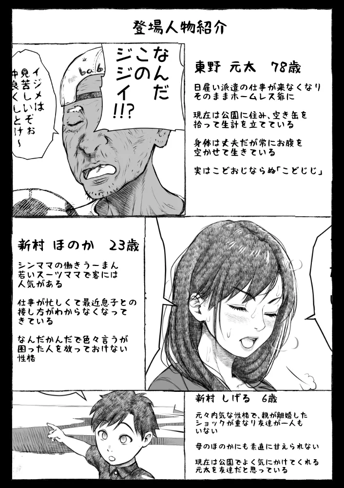 ママが拾ってきたホームレス爺ッ☆ Page.3