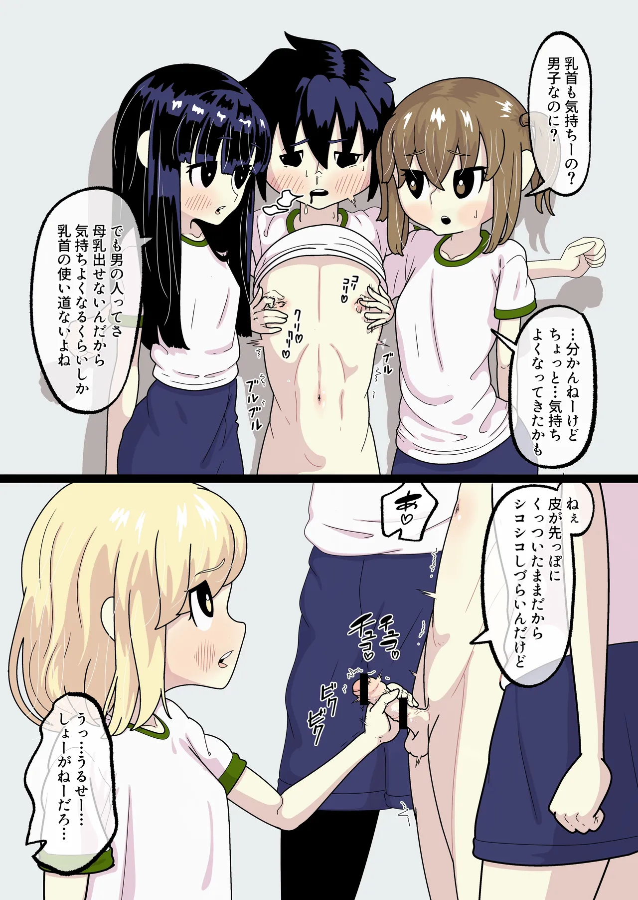 体育館裏で、クラスメイトたちから乳首と包茎チンポいじられる。 Page.2