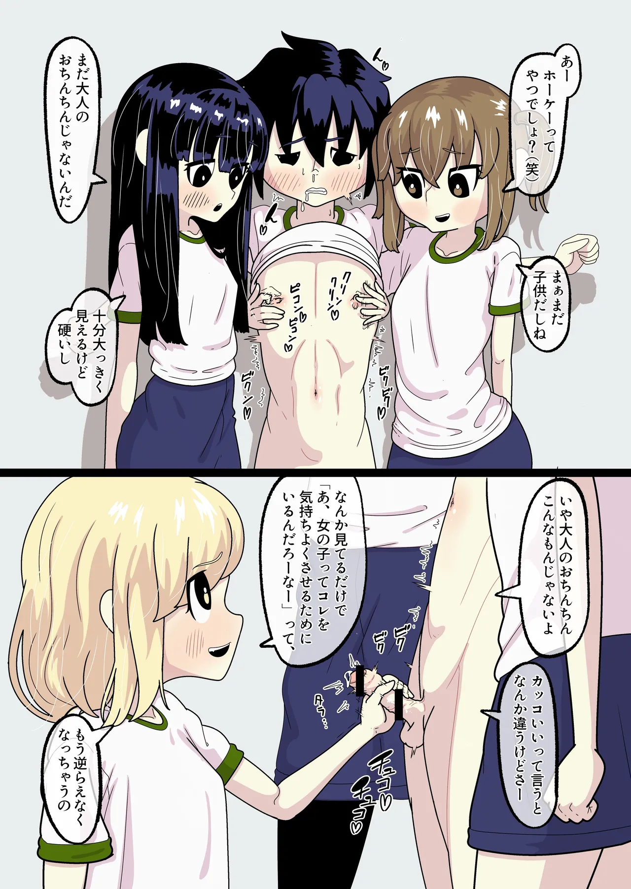 体育館裏で、クラスメイトたちから乳首と包茎チンポいじられる。 Page.3