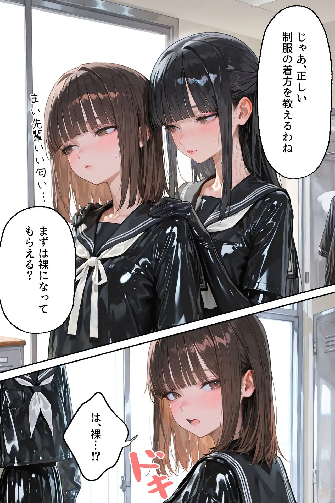 百合キス｜護謨学院『ラバーセーラー服着用レッスン Page.14