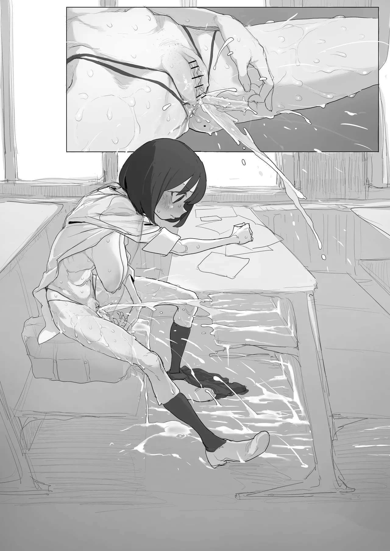 自習室で露出オナの練習してたら友達が来てピンチのルナちゃん Page.14