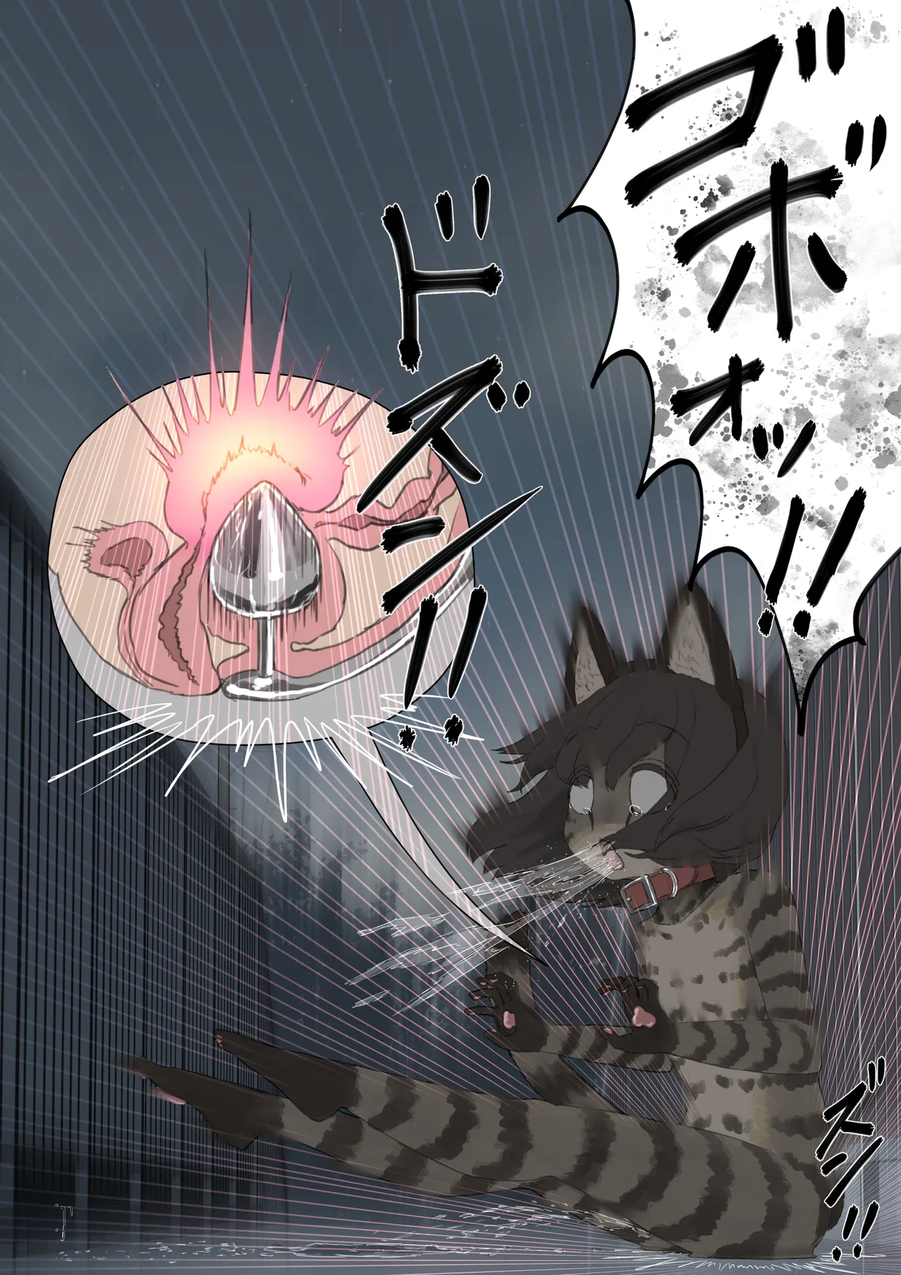 全裸に猫のボディペイントをされて夜の町を露出徘徊するハメになるお話 Page.46