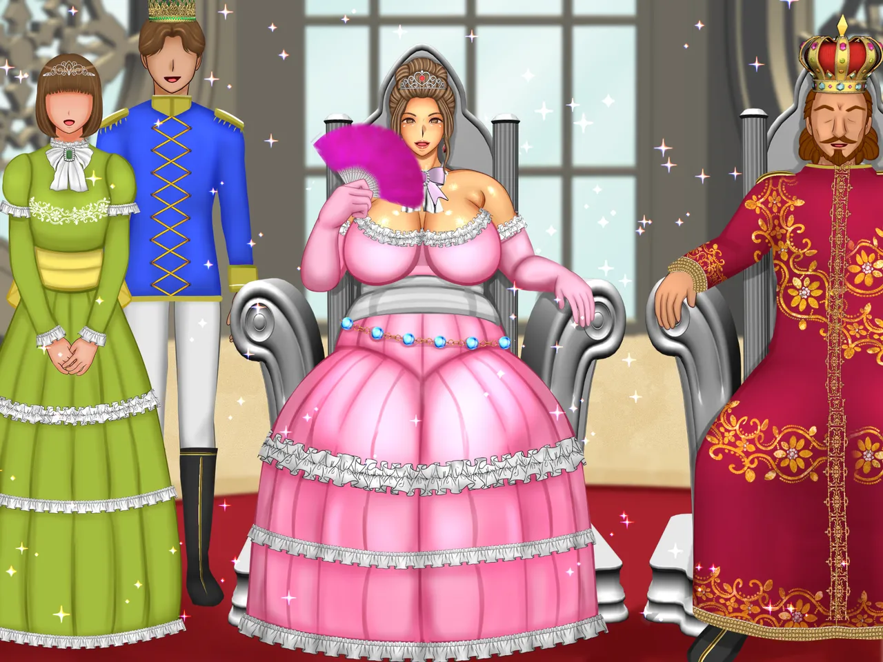 気高き王妃のドレスの中はむっちりスケスケ黒下着で子種をねだる母の巨尻でした Page.133