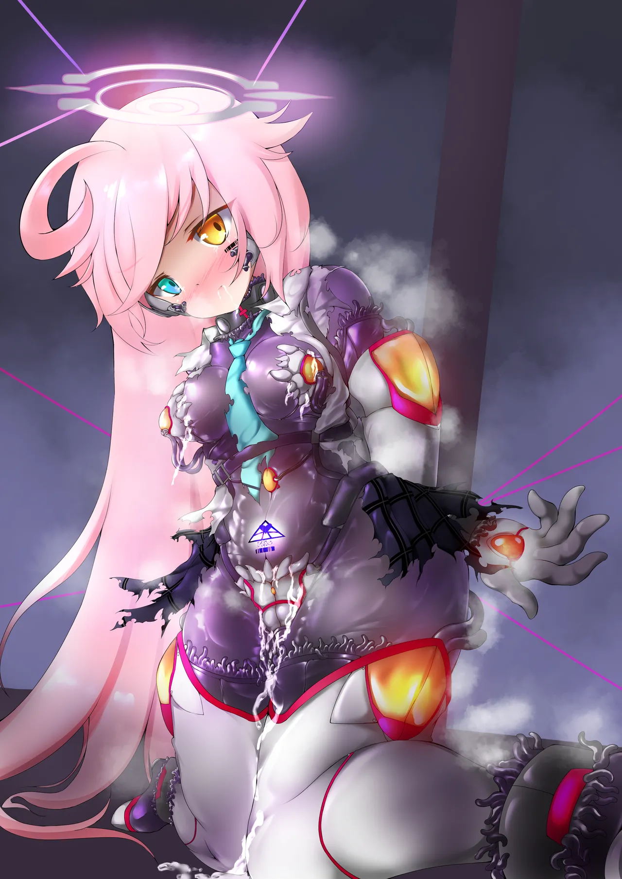 ホシノがPMC兵士化を促す触手服に抵抗する絵