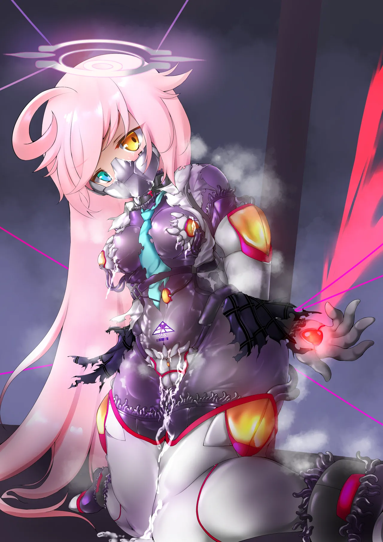 ホシノがPMC兵士化を促す触手服に抵抗する絵 Page.9