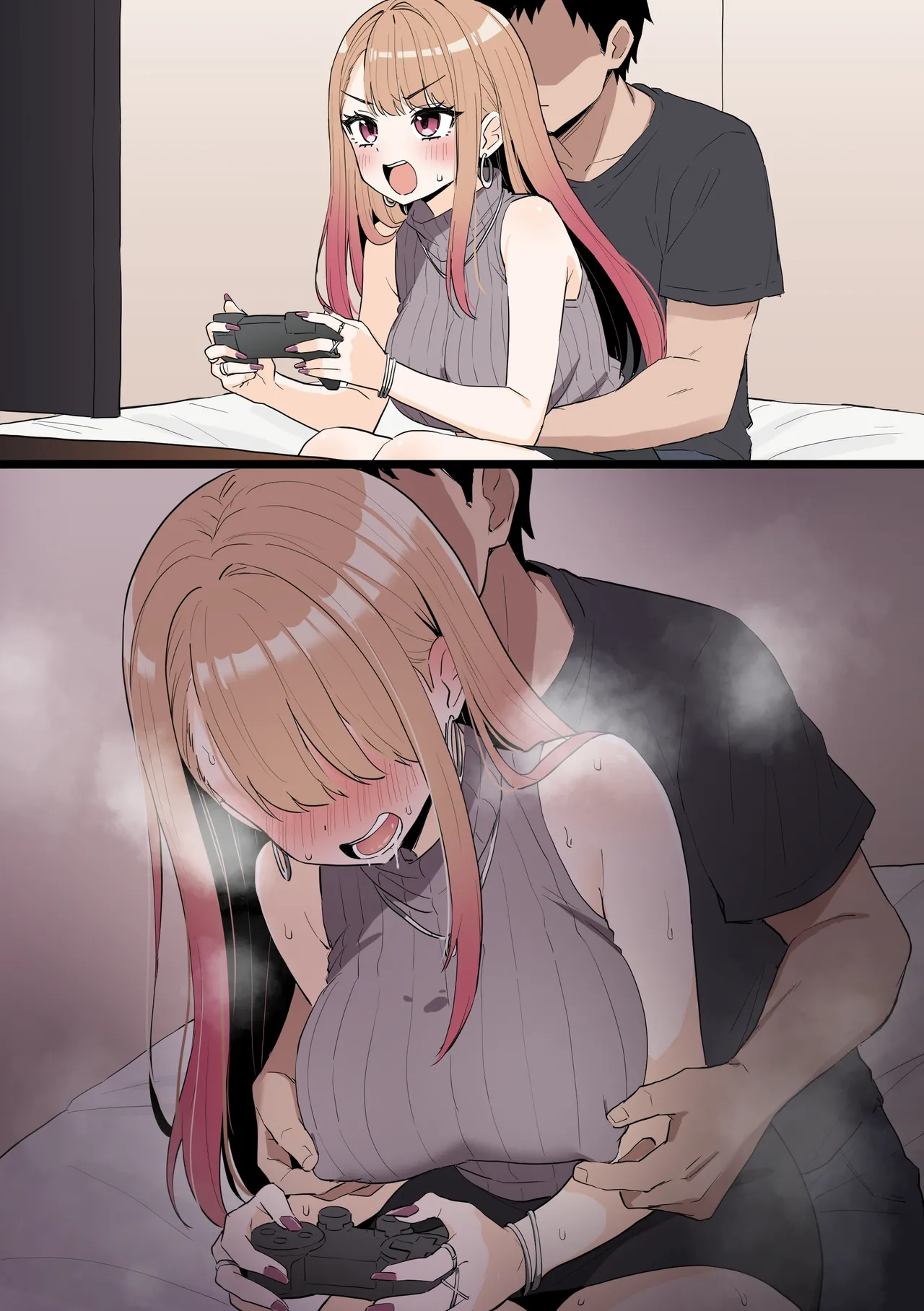 ゲームに夢中になってるギャルを乳首責め Page.5