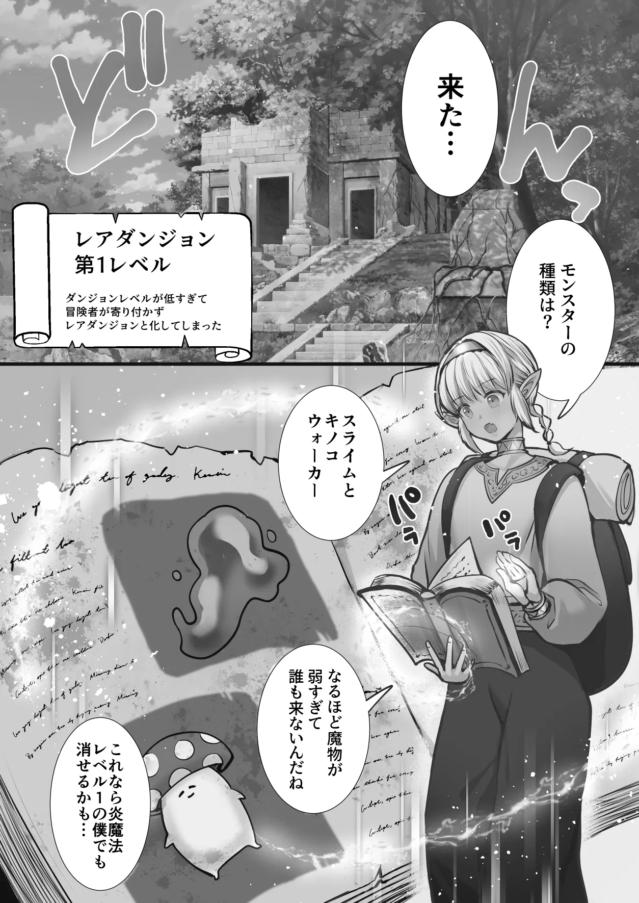 最弱褐色エルフ、モンスターと魔力授与セックスでレベルアップ Page.45