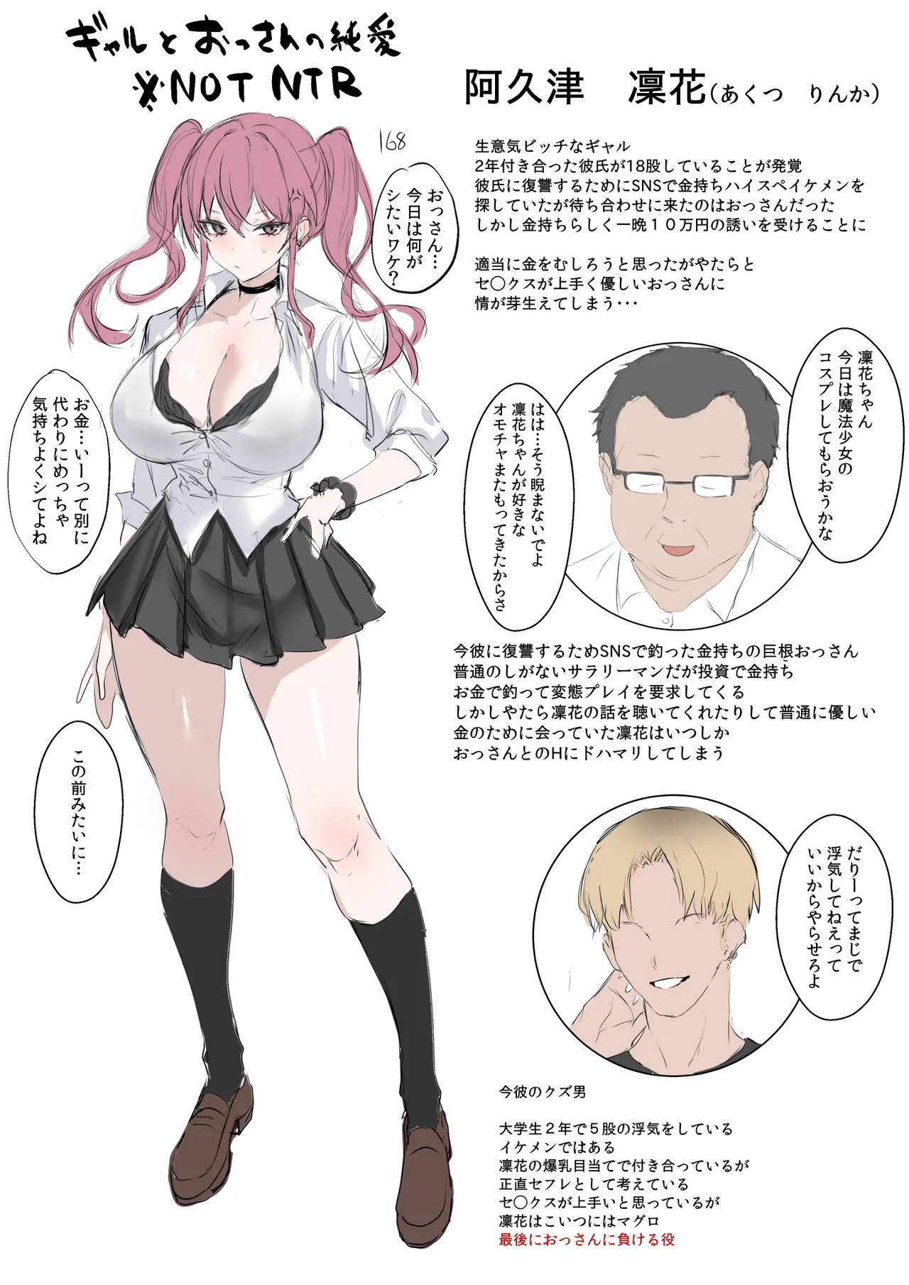 ギャルとおっさんの純愛（NOT NTR) 設定とか短編 ３枚