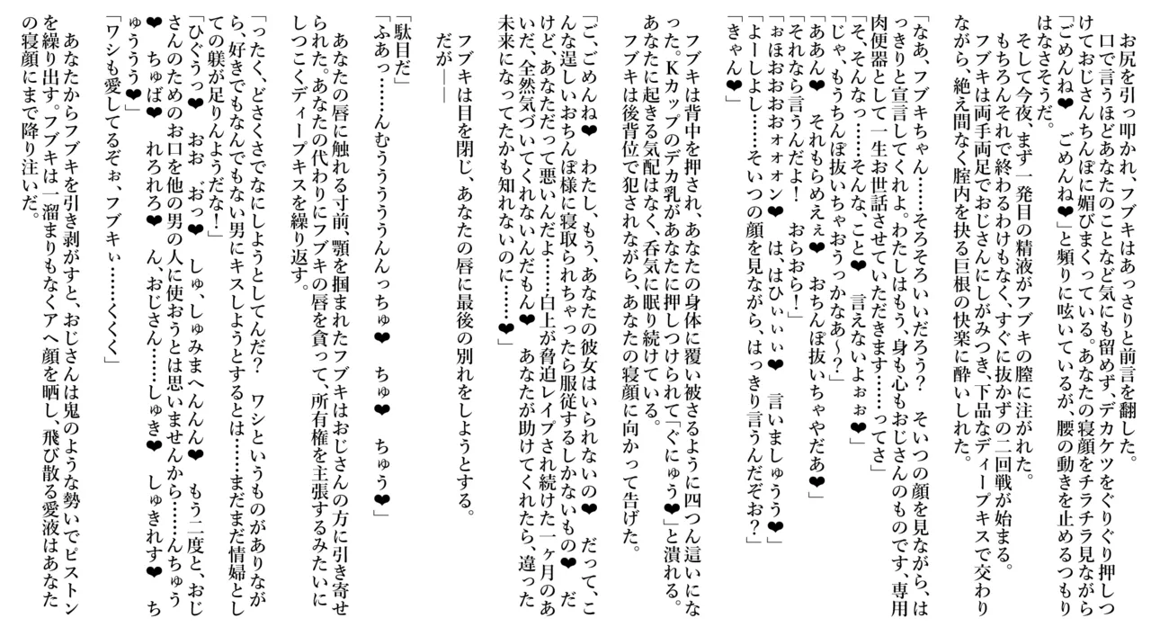 愛しの彼女が寝取らレ◯プされているのにまるで気づかない男のNTR録 Page.10