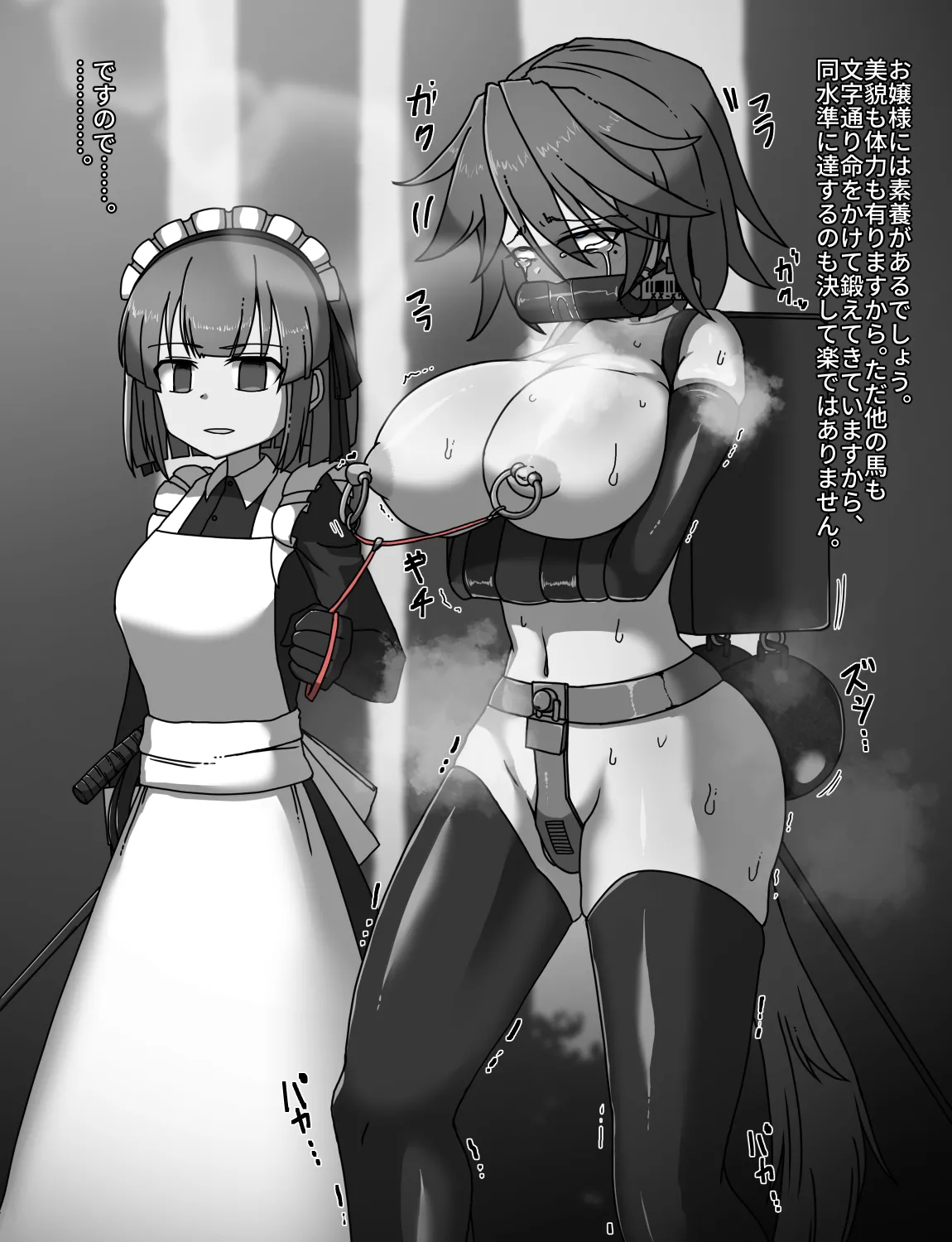 メイドとお嬢様 + 王国貴族の館～ラバーメイド完全拘束調教～ Page.106