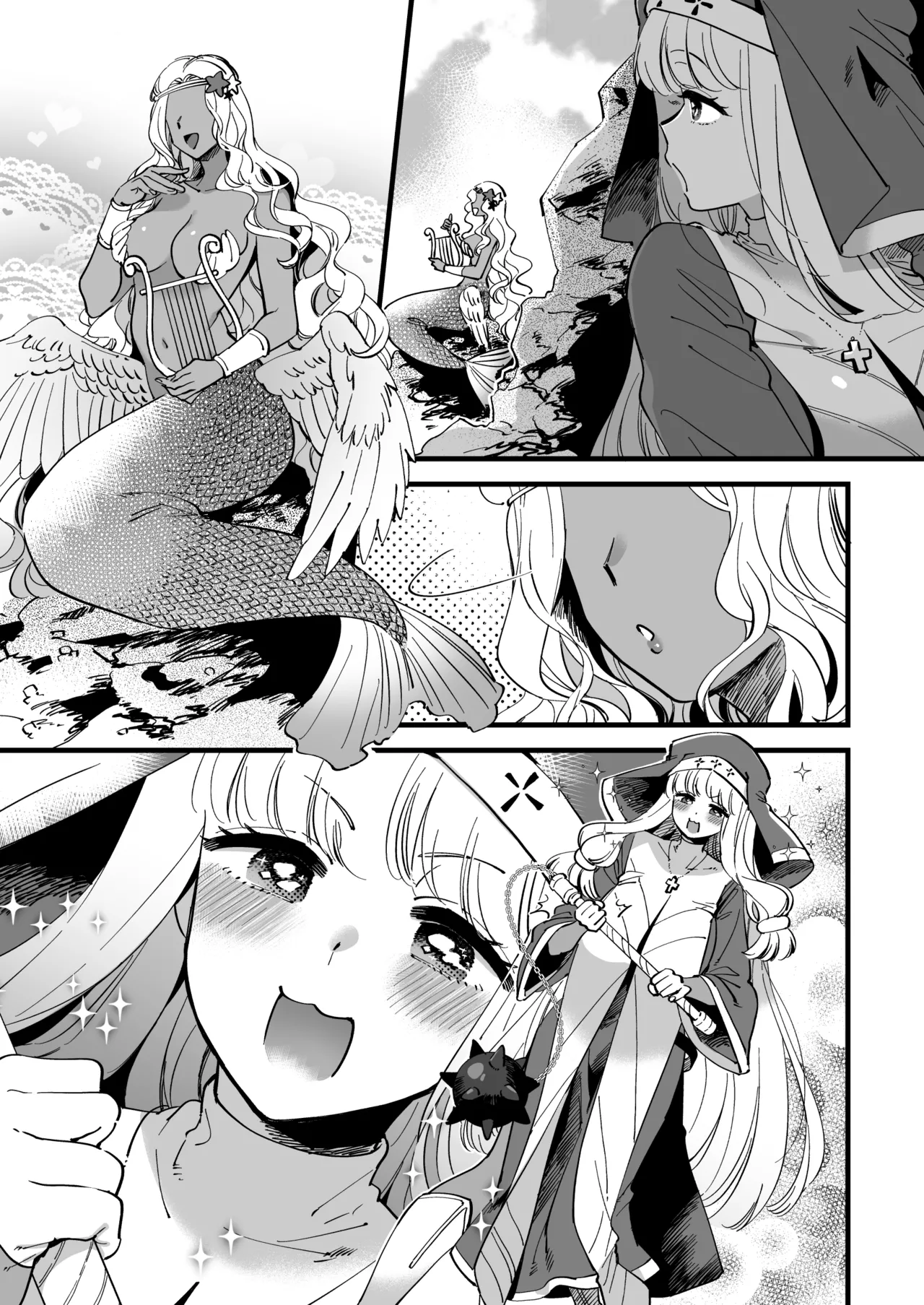 女僧侶スピカがセイレーンに捕まって歌声の振動で強制絶頂 Page.17
