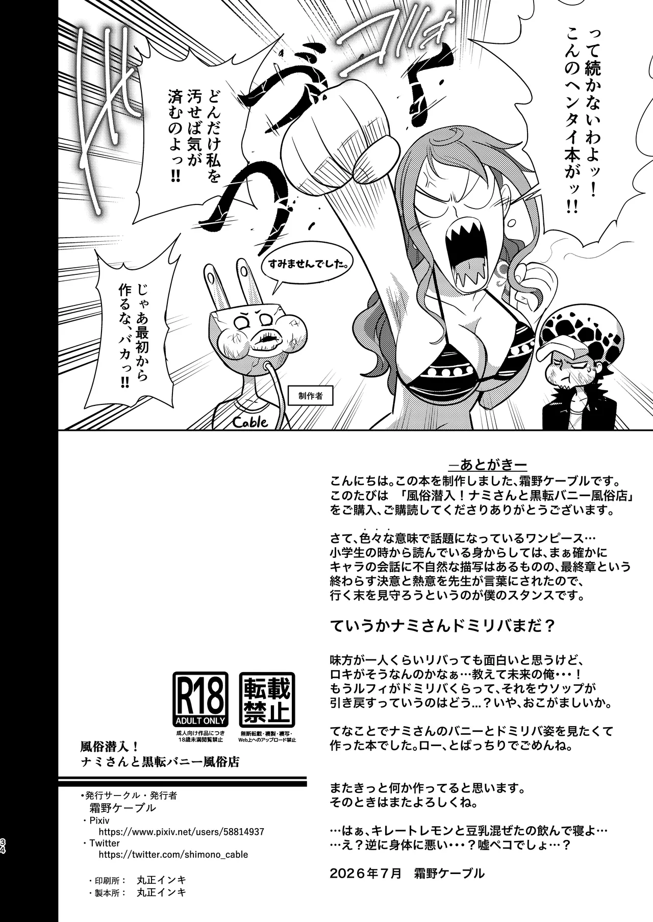 風俗潜入!ナミさんと黒転バニー風俗店 Page.34