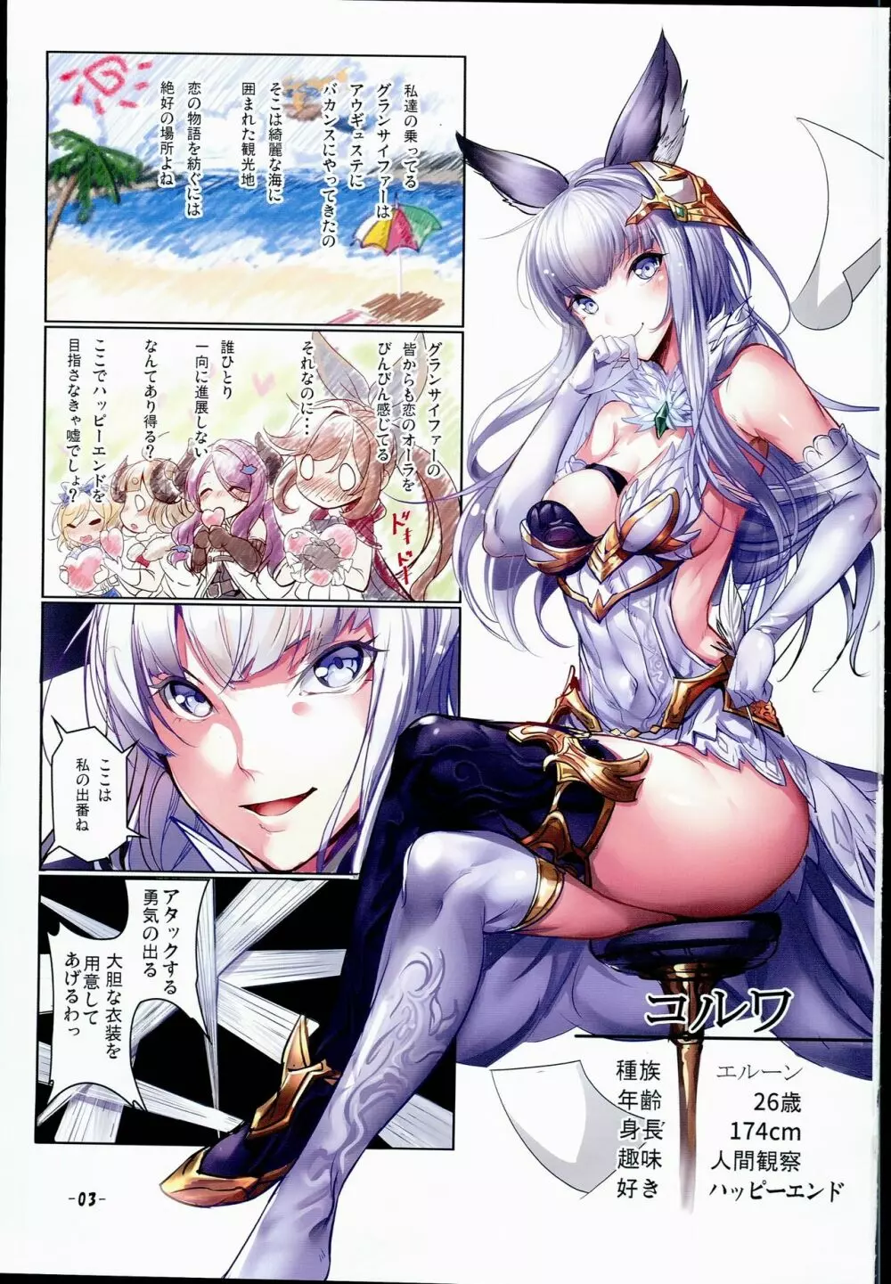 コルワさんのちっさな水着でHに発情する騎空団 Page.3
